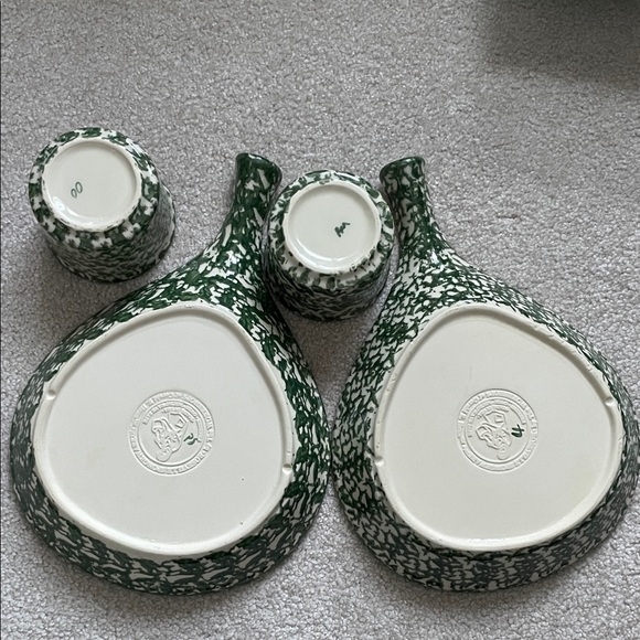 HENN workshop- Green and White Ceramic Soup, Sandwich, Salad bowl plate combo. - Picture 2 of 2